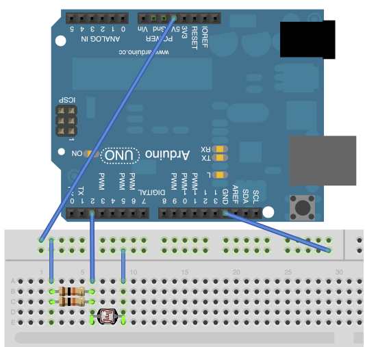 LDR voltage divider circuit to detect the laser beam