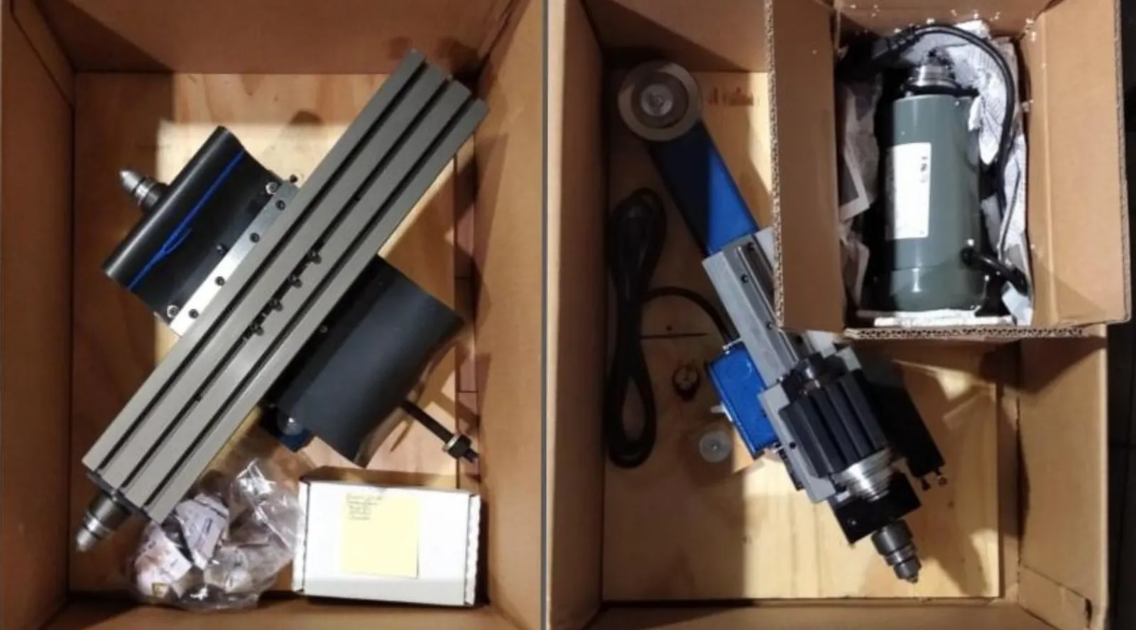 Taig's shipping, with packing material removed.